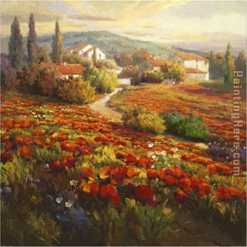 Poppy Fields painting - Roberto Lombardi Poppy Fields art painting